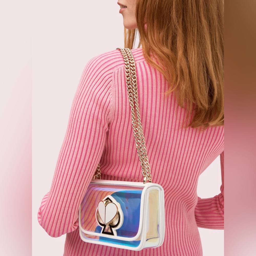 ✨ S O L D ✨ Kate Spade Optic White Hologram Iridescent Nicola Bag - Picture 2 of 11